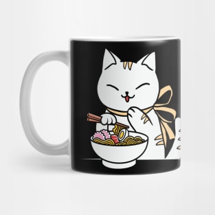 Anime cat eating ramen Mug